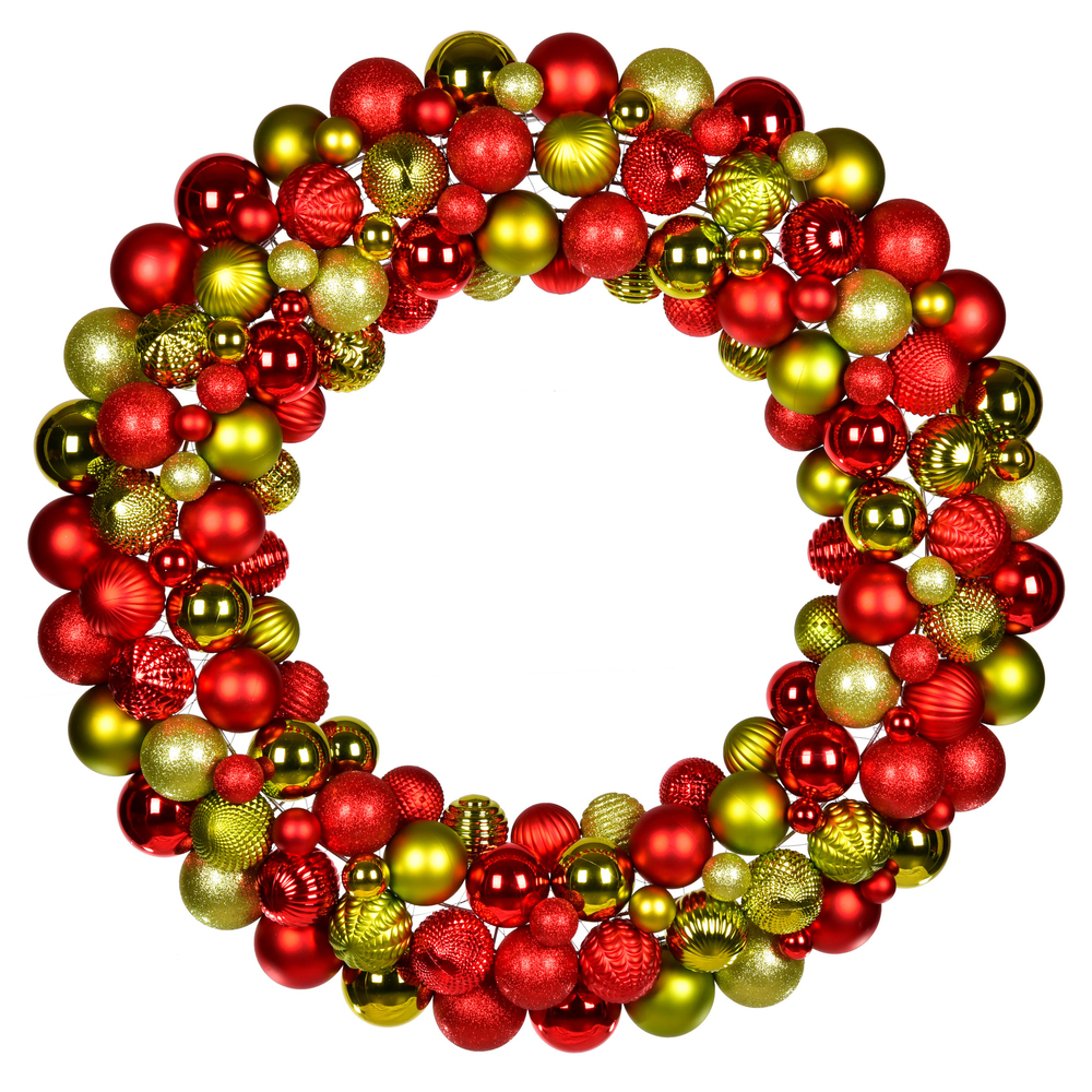 30 in. Red-Lime Assortment Ornament Wreath