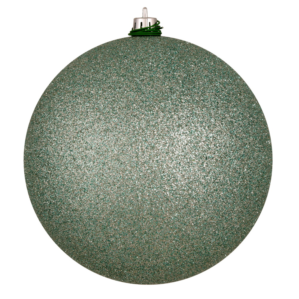 8 in. Gray Mint Glitter Ball Drilled