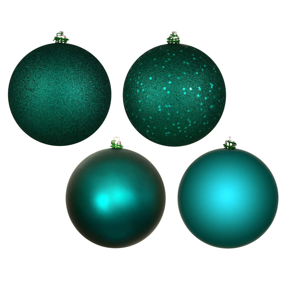 2.75 in. Dark Teal 4 Finish Ornament Assortment - Box of 20