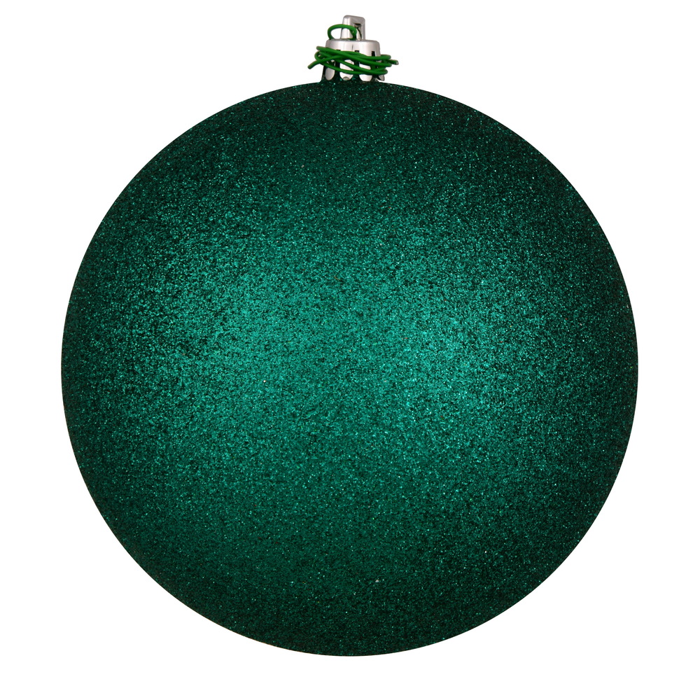 N592041DG 8 in. Dark Teal Glitter Ball Drilled