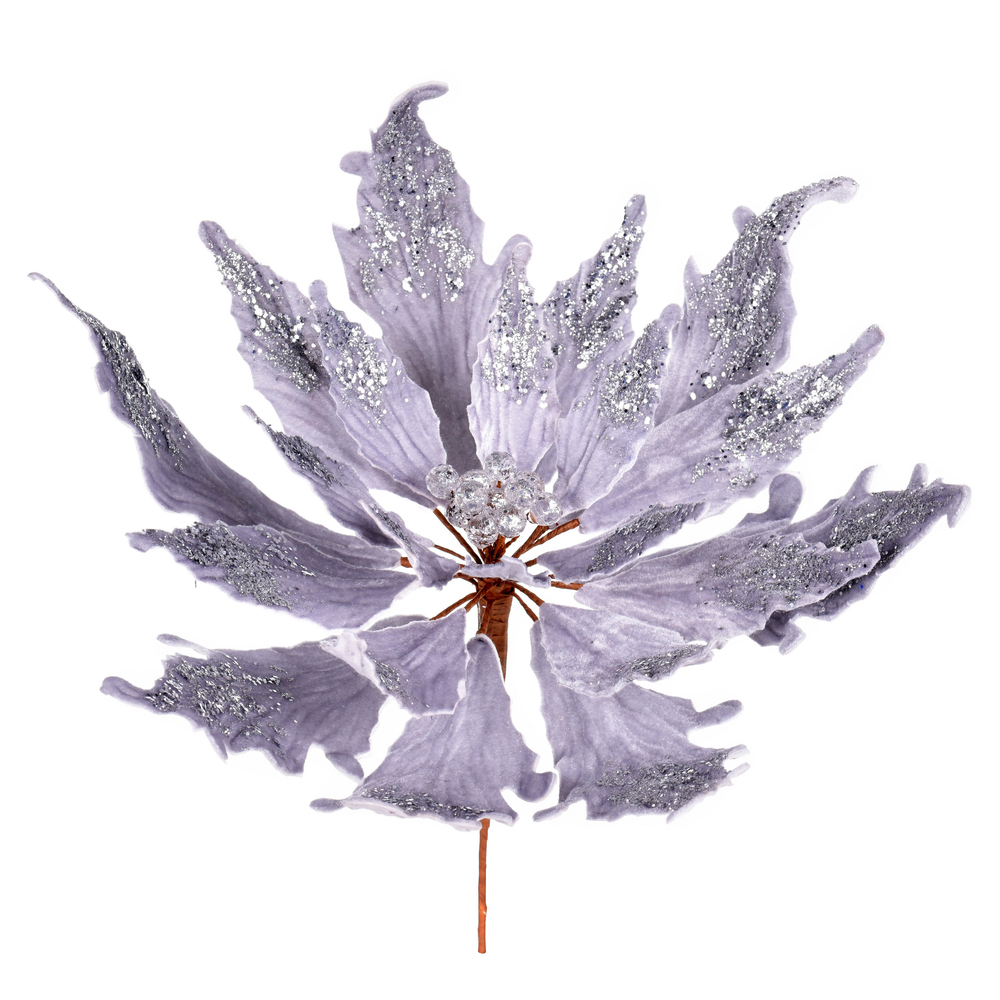 16 x 22 in. Silver Velvet Poinsettia Pick