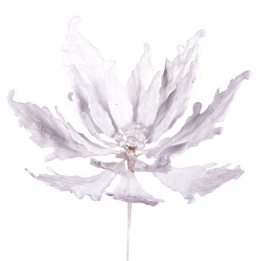 16 x 22 in. White Velvet Poinsettia Pick