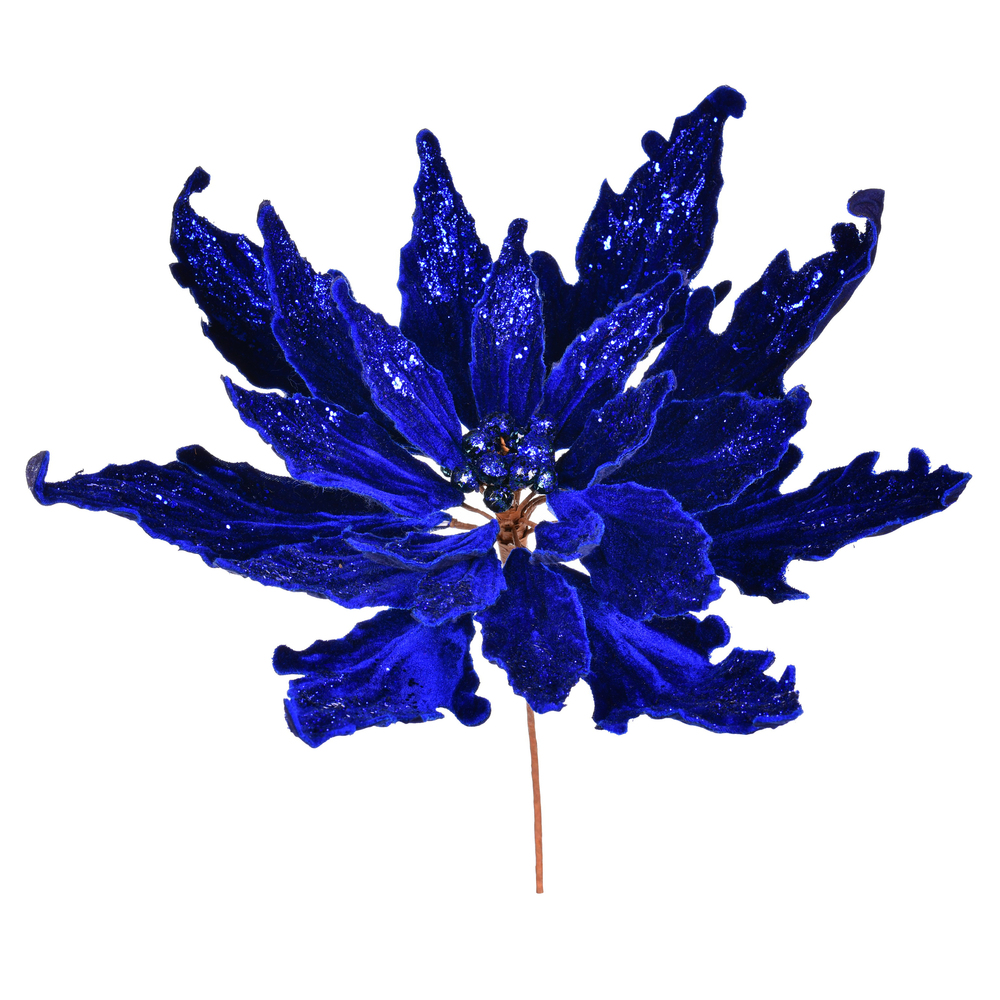16 x 22 in. MidntBlue Velvet Poinsettia Pick