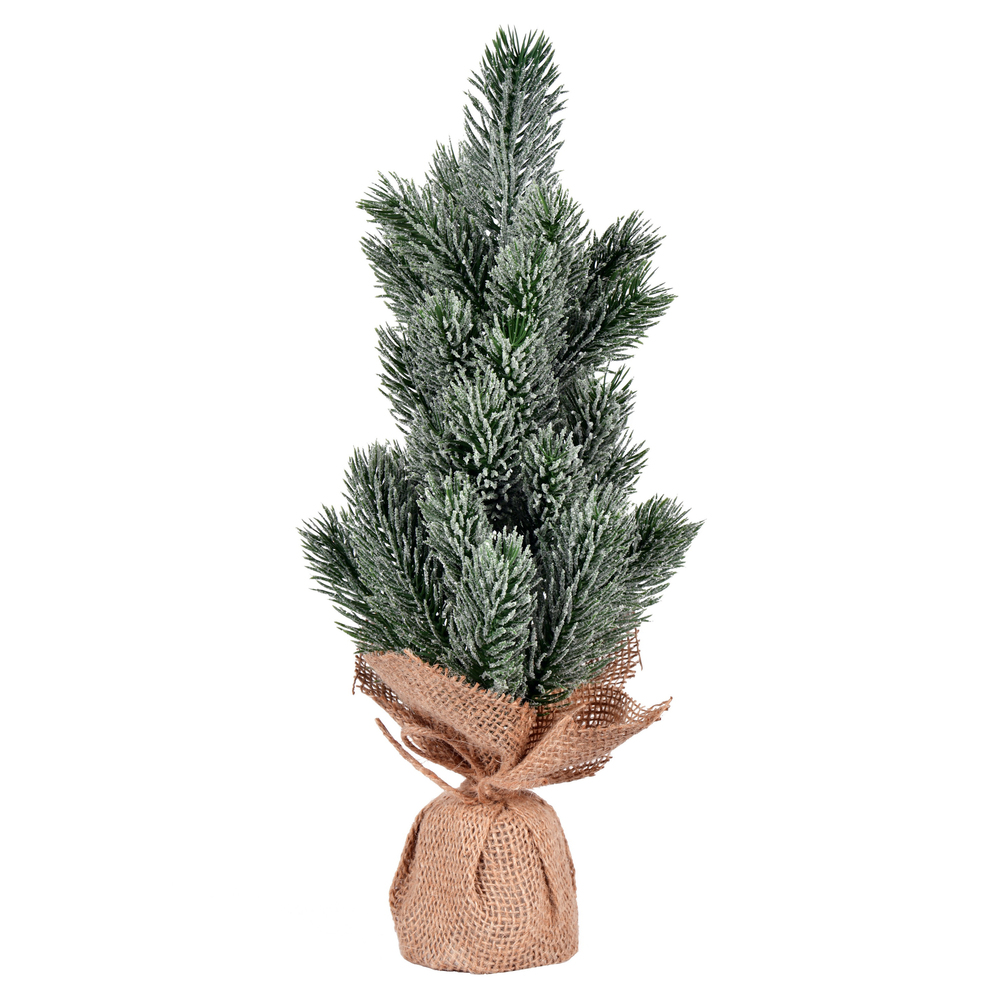 15 in. Frost Spruce Sapling Tree Burlap - 2 Piece