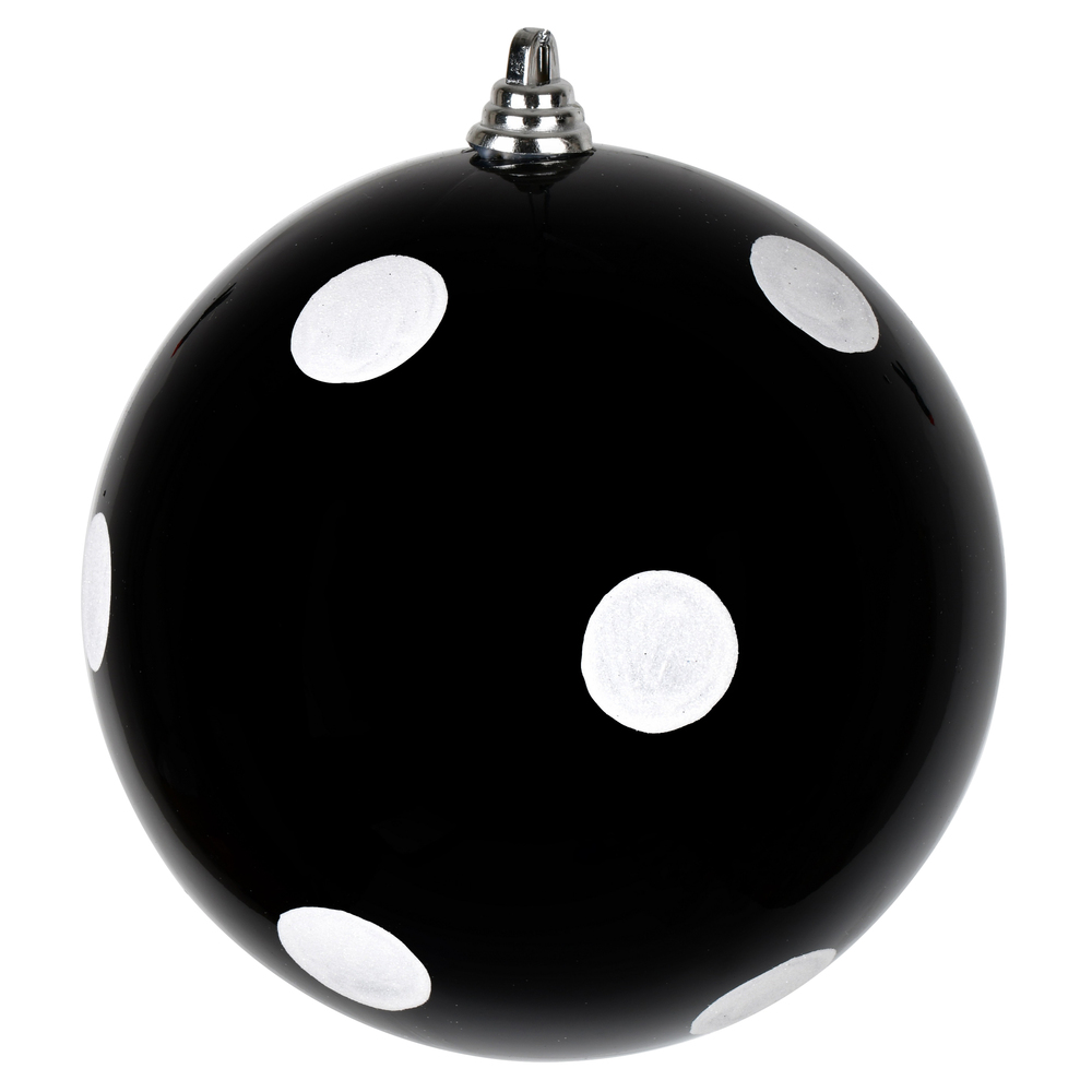 8 in. Black Candy Ball White Dots