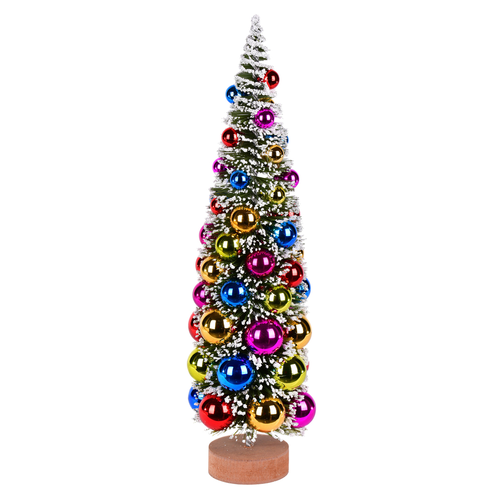 Vickerman 18" Frosted Green Tree with Colorful naments