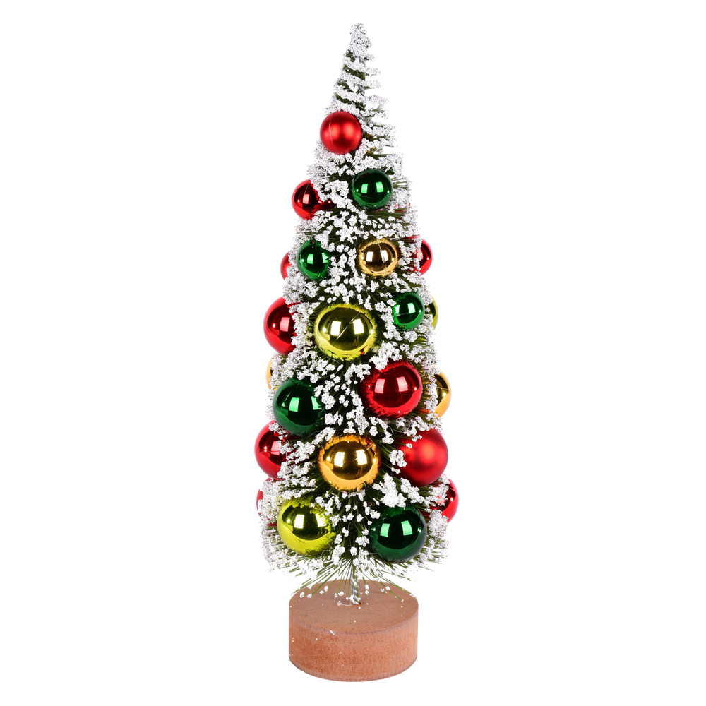 12 in. Frosted Tree Red & Green-Gold Balls - 2 Piece