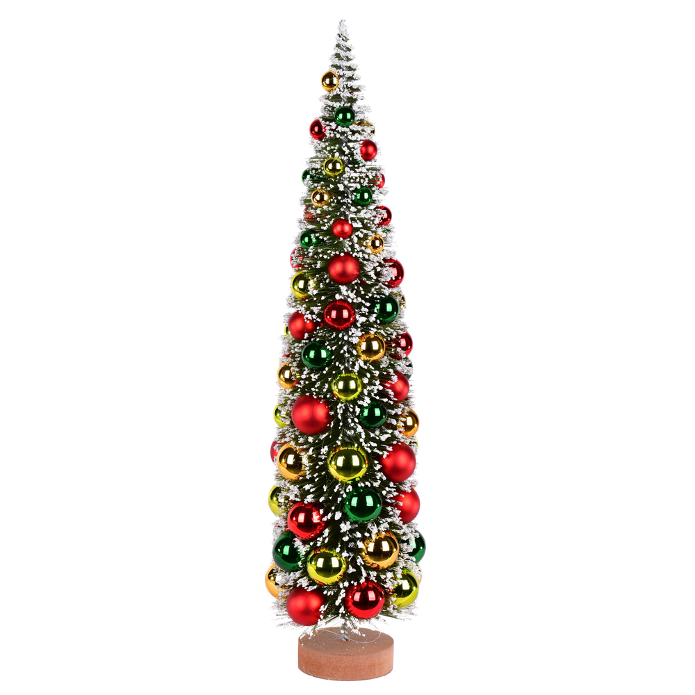 24 in. Frosted Green Tree Red & Green-Gold Balls