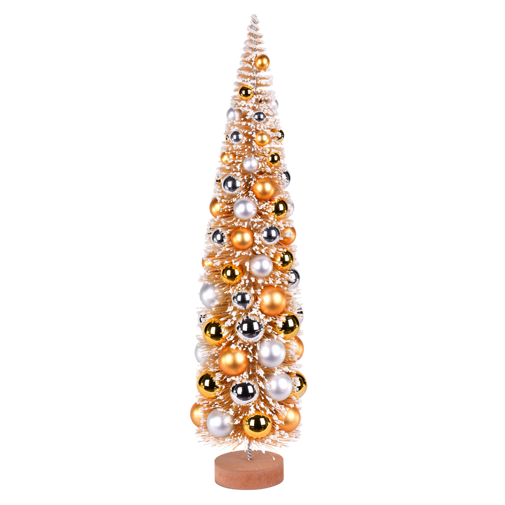 24 in. Frosted Gold Tree Gold-Silver Balls