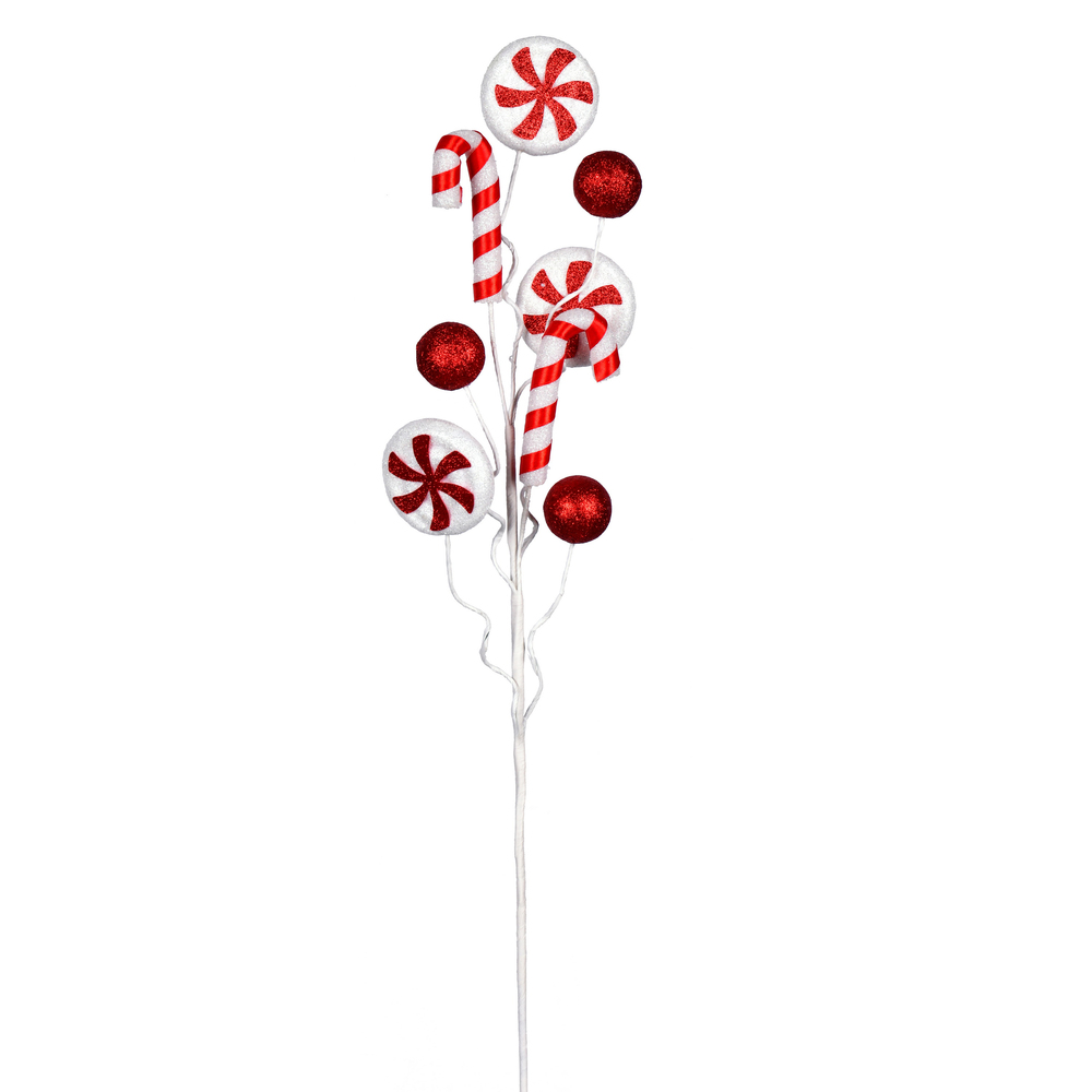20 in. Red & White Candy Cane Swirl Spray - Bag of 6