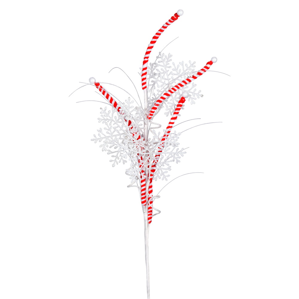 Picture of Vickerman QG205029 20 in. Red White CandyCaneSnowflake Spry- Bag of 6 