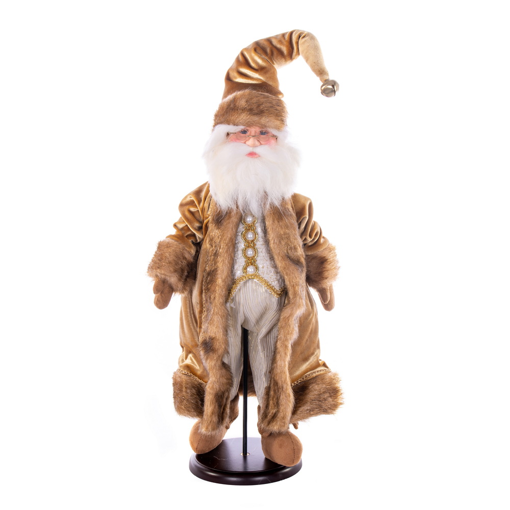 18 in. Mocha Velvet Santa Doll Figurines with Stand
