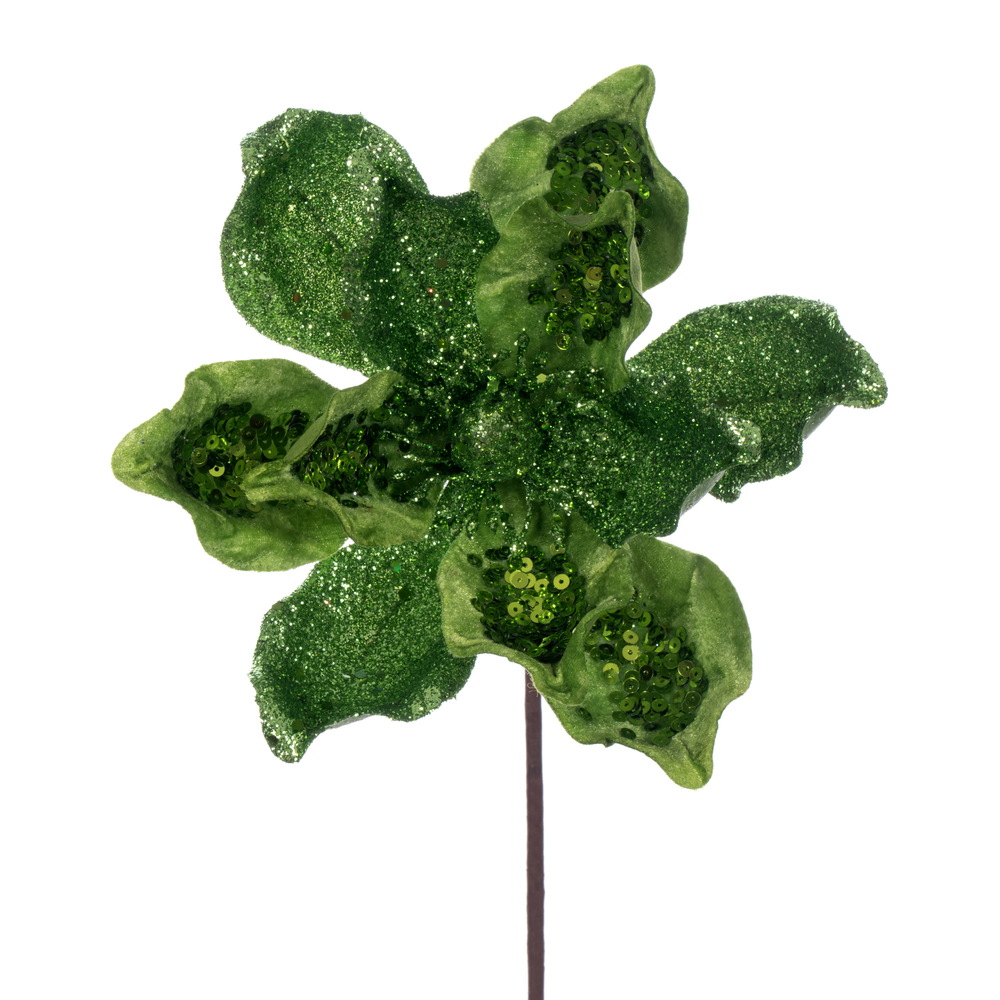 15 in. Artificial Deluxe Magnolia Christmas Stem, Lime - 6 per Bag