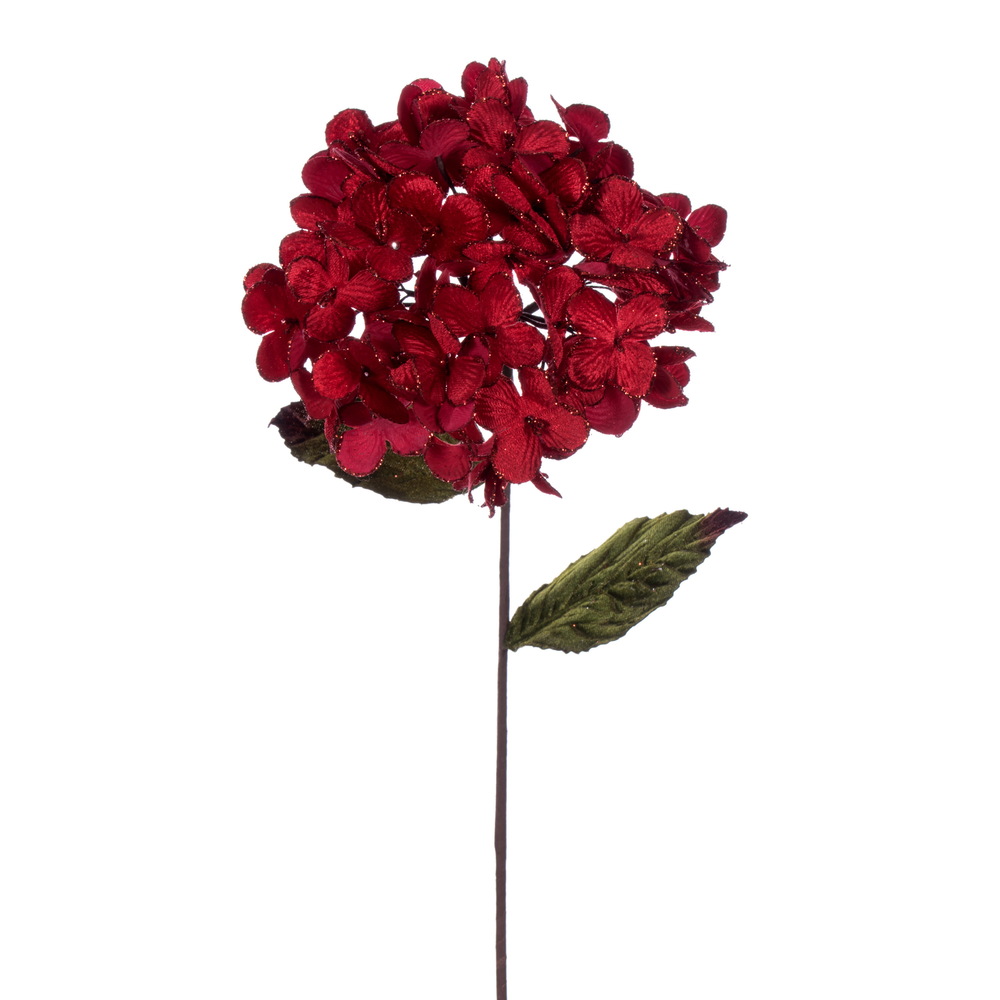 QG212303 17 in. Artificial Hydrangea Christmas Spray, Red - 3 per Bag