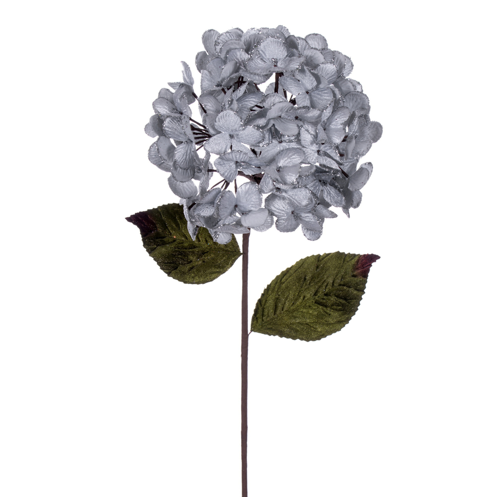17 in. Artificial Hydrangea Christmas Spray, Silver - 3 per Bag