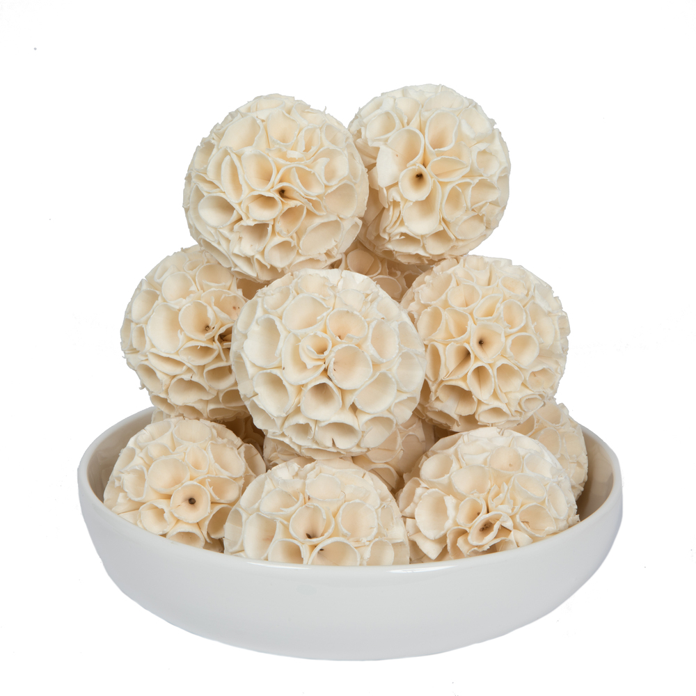 4 in. Sola Crape Ball Artificial Flowers, Natural - 25 Piece per Pack
