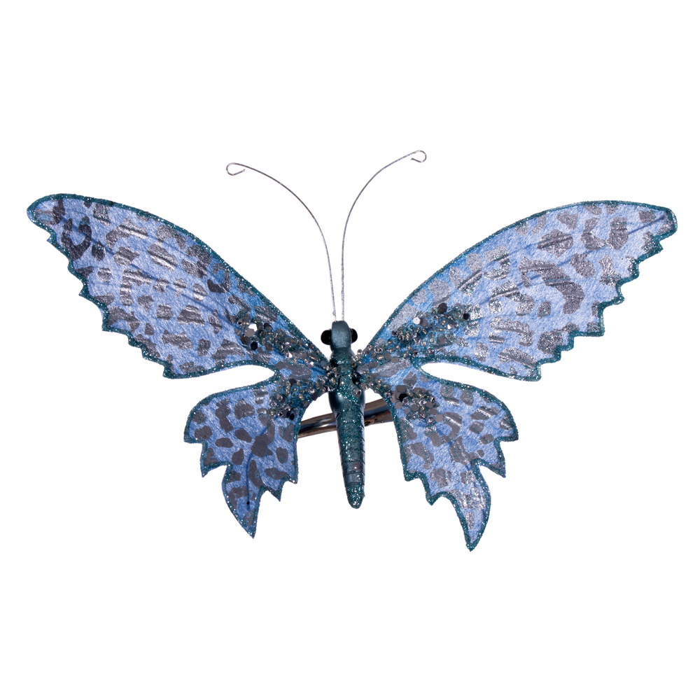 7.5 in. Glitter Butterfly Clip, Blue - Pack of 4