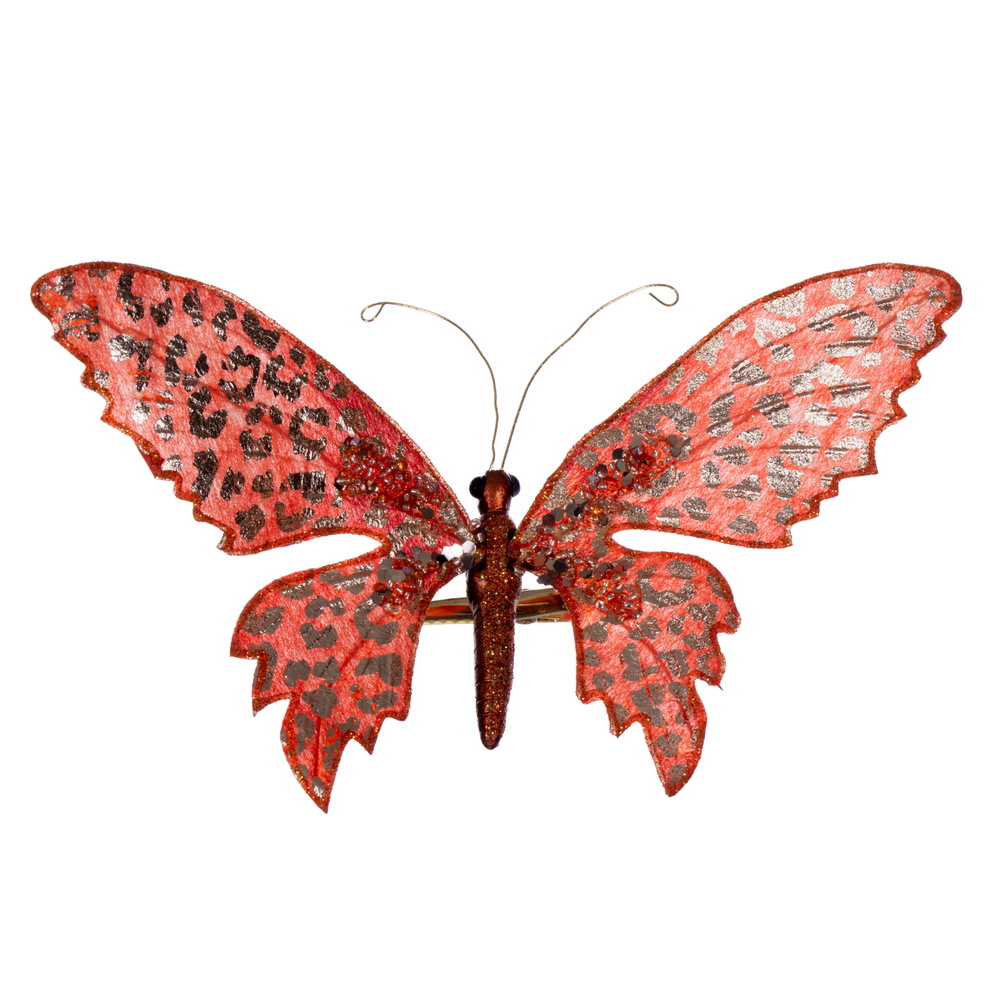 37 in. Glitter Butterfly Clip, Orange - Pack of 4