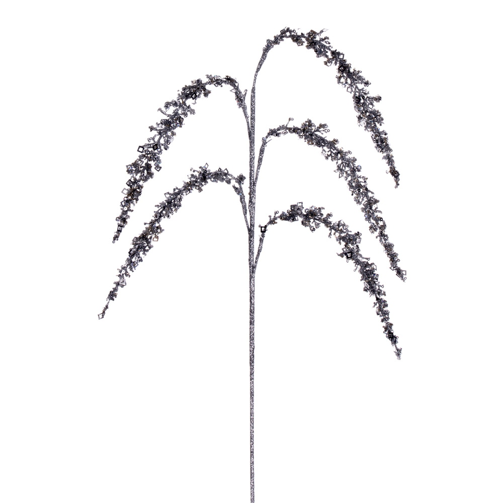 27 in. Glitter Setaria Spray, Silver - Pack of 3