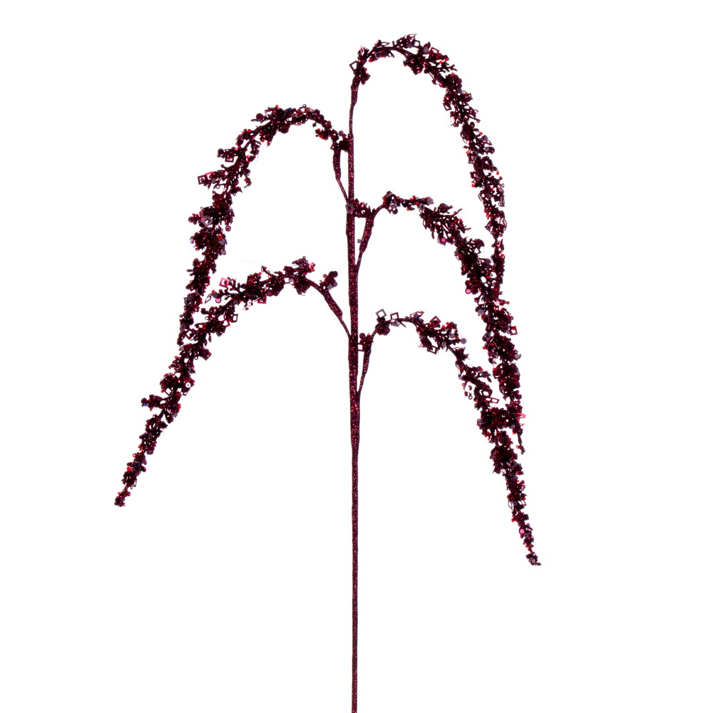 27 in. Glitter Setaria Spray, Burgundy - Pack of 3