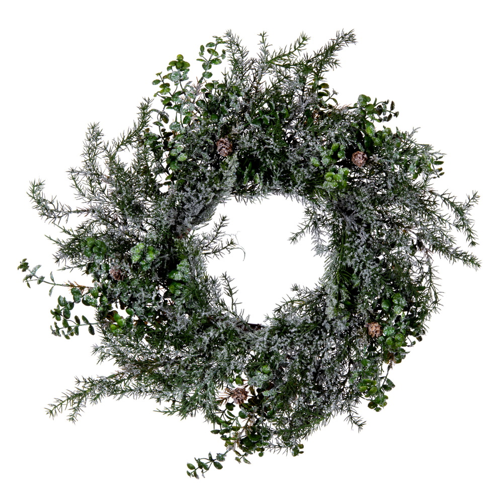 26 in. Snow Cedar & Eucalyptus Wreath, Green