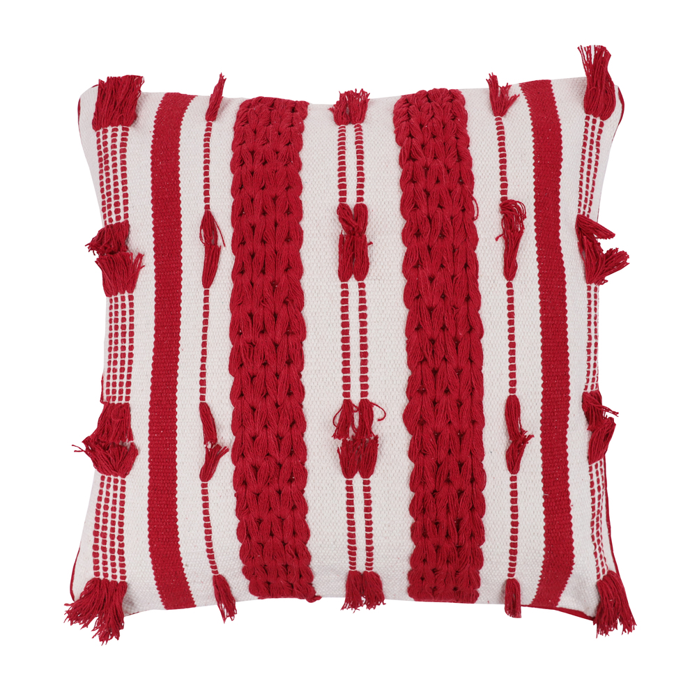 20 x 20 in. Stripe Cotton Pillow, Red & White