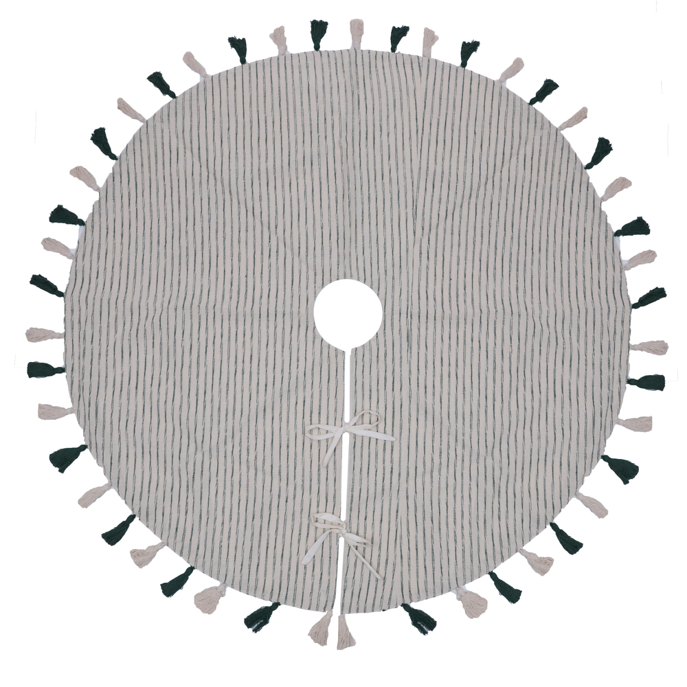 48in. Stripe Cotton Tree Skirt - Green