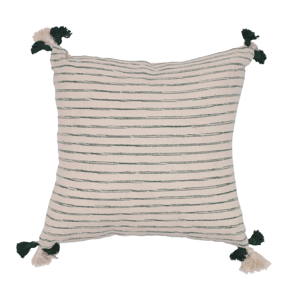 16 x 16 in. Stripe Cotton Pillow, Green