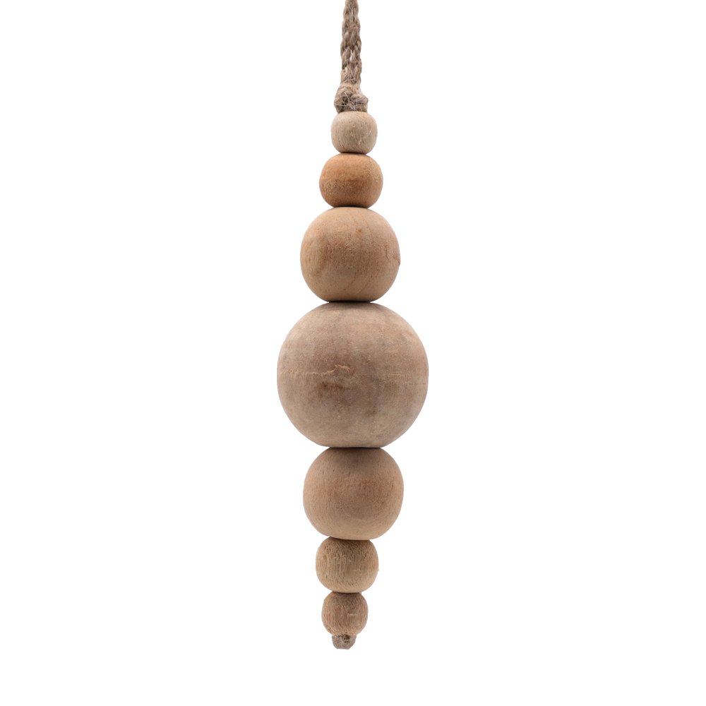 5 in. Wooden Bead Ornament, Natural - Pack of 2