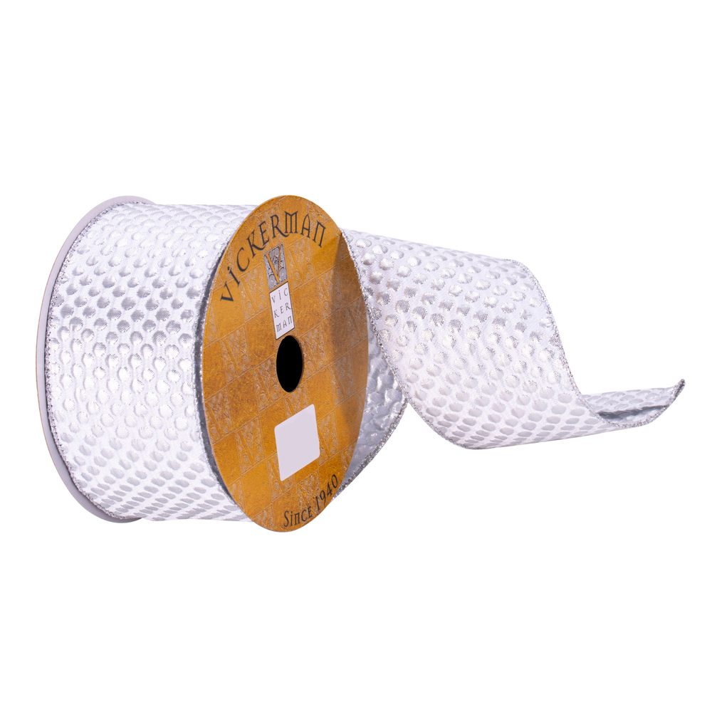 2.5 in. x 10 Yards Silver Spots Ribbon