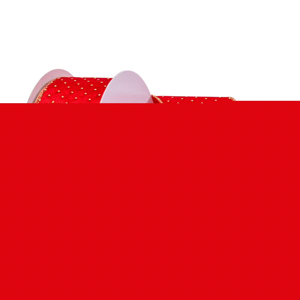 2.5 in. x 10 Yards Red with Gold Dots Ribbon