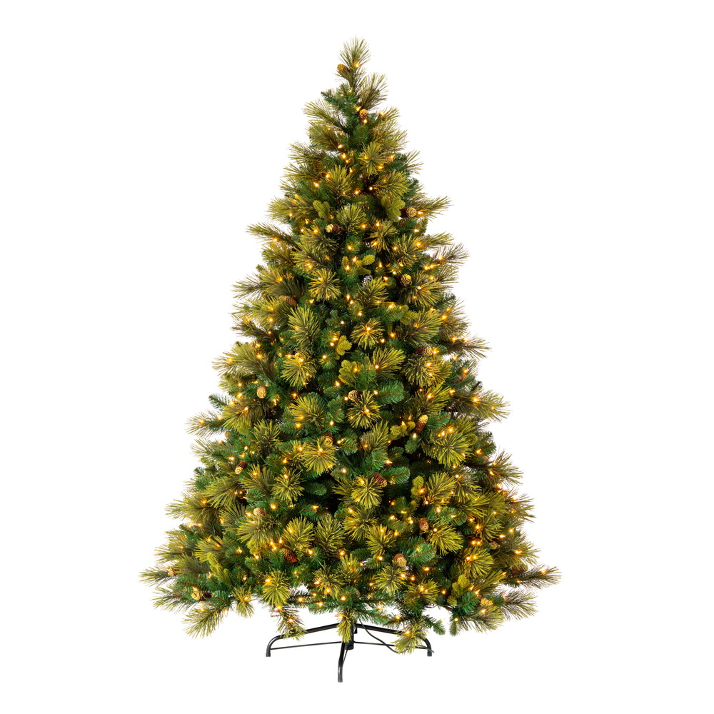 DT210576 7.5 ft. x 62 in. Emerald Mixed Fir Artificial Christmas Tree with 1497 PVC & PE-Hardneedle Flocked Tips for DuraLit 850CL - Green -  Vickerman