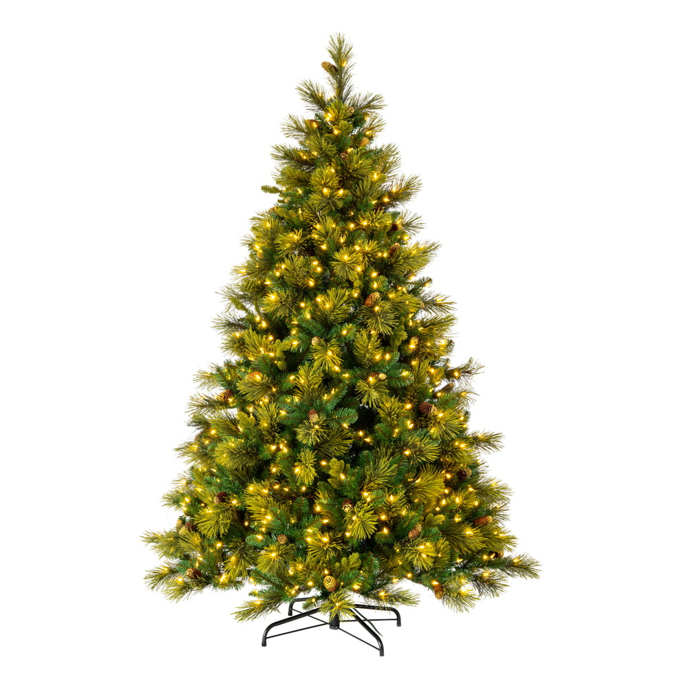 DT210576LED 7.5 ft. x 62 in. Emerald Mixed Fir Artificial Christmas Tree with 1497 PVC & PE-Hardneedle Flocked Tips for DuraLit 850WW - Green -  Vickerman