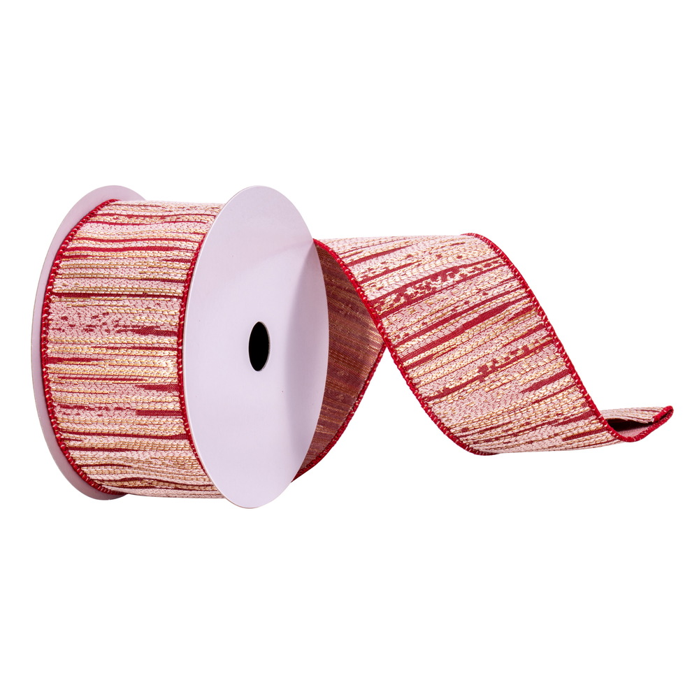 2.5 in. x 10 Yards Red, Cream & Champagne Ribbon