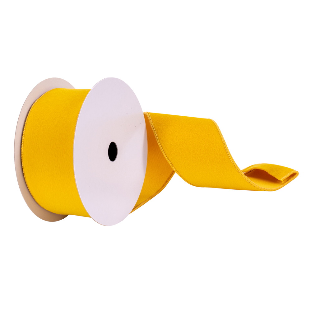 2.5 in. x 10 Yards Mustard Fur Felt Ribbon