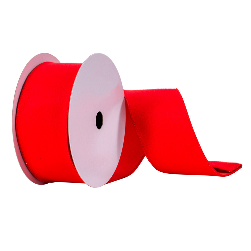 2.5 in. x 10 Yards Red Fur Felt Ribbon