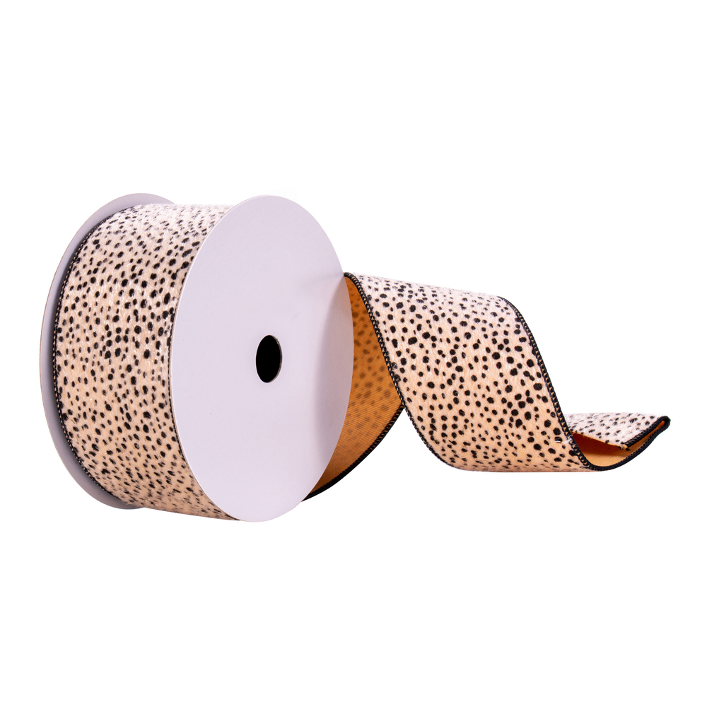 2.5 in. x 10 Yards Cream Cheetah Ribbon