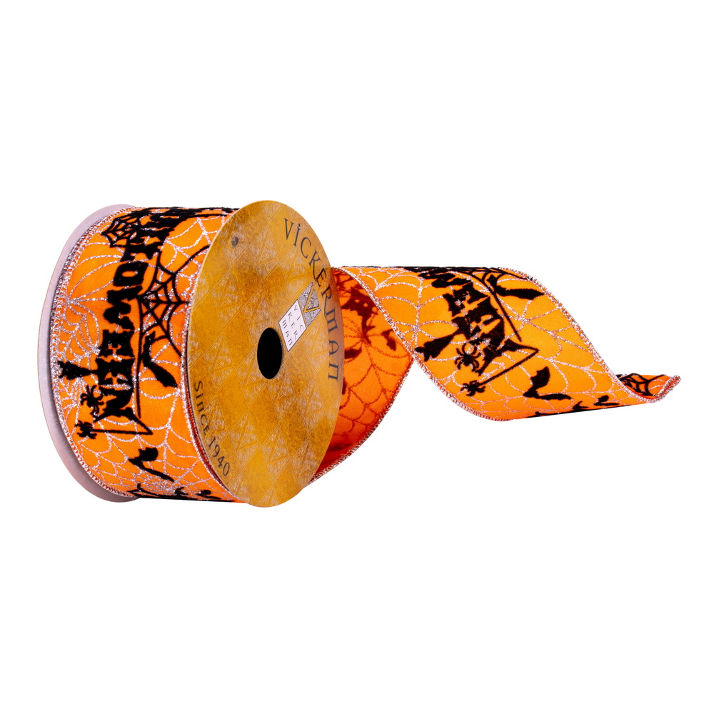 2.5 in. x 10 Yards Orange Black Halloween Ribbon