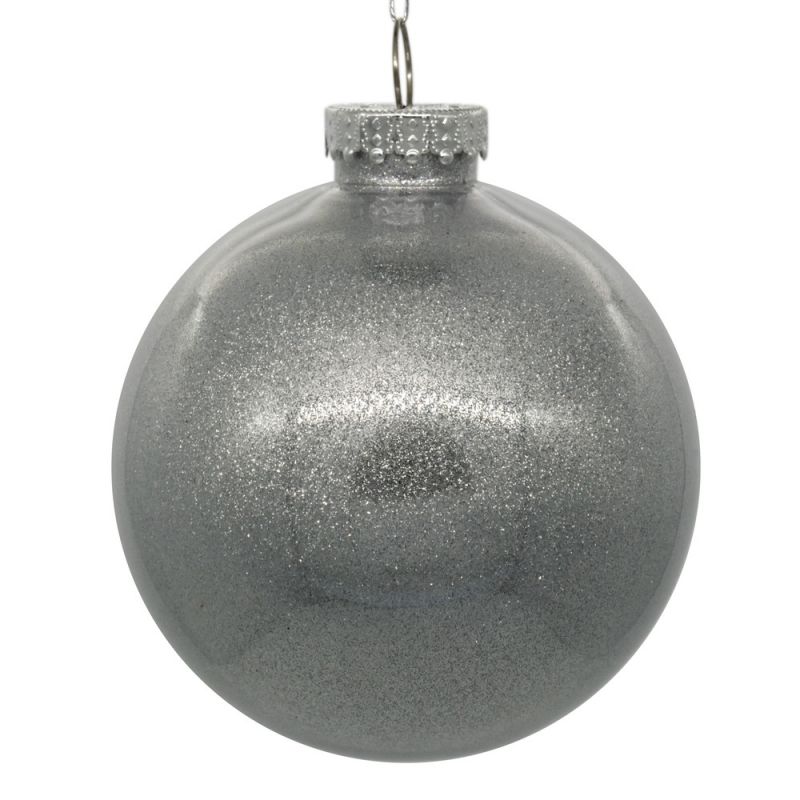 3 in. Glitter Clear Ball, Silver - 12 per Bag