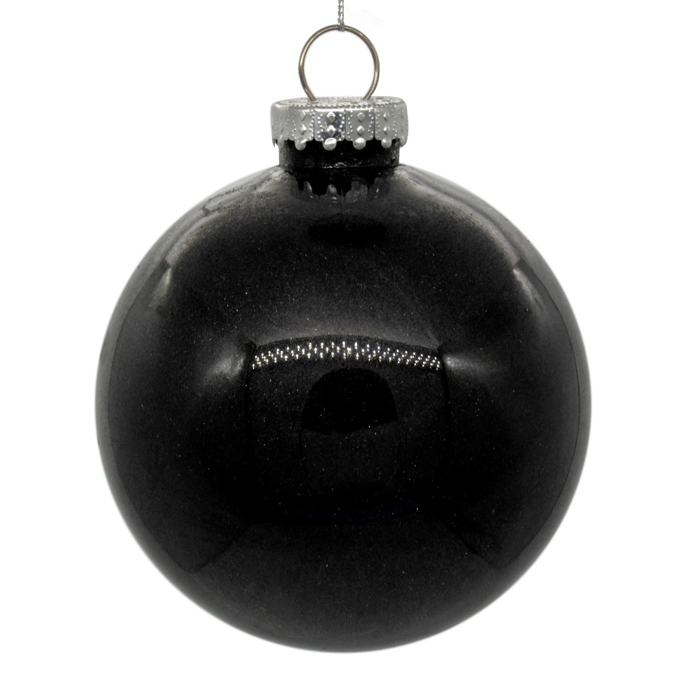 3 in. Black Glitter Clear Ball, 12 per Bag