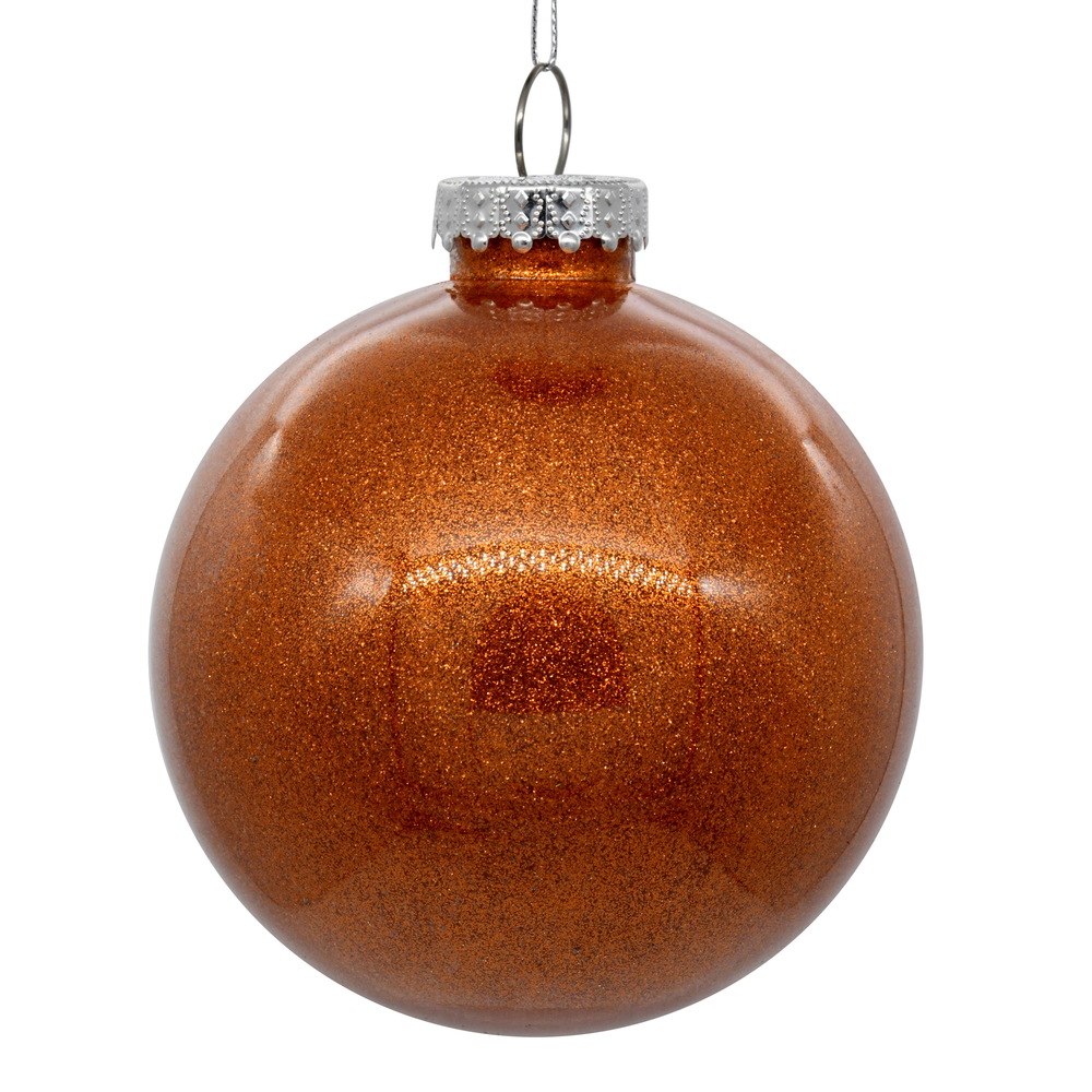 N210818 3 in. Orange Glitter Clear Ball, 12 per Bag