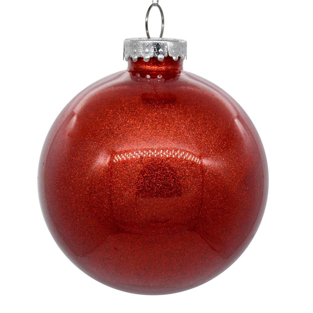 Picture of Vickerman N211003 4 in. Red Glitter Clear Ball Christmas Ornament - 6 per Bag