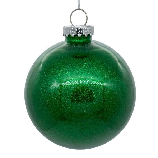 4 in. Glitter Clear Ball, Green - 6 Per Bag