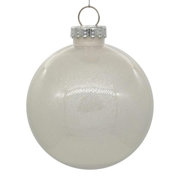 4 in. Glitter Clear Ball, White - 6 Per Bag