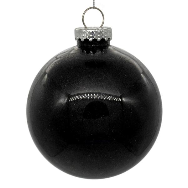 4 in. Glitter Clear Ball, Black - 6 Per Bag