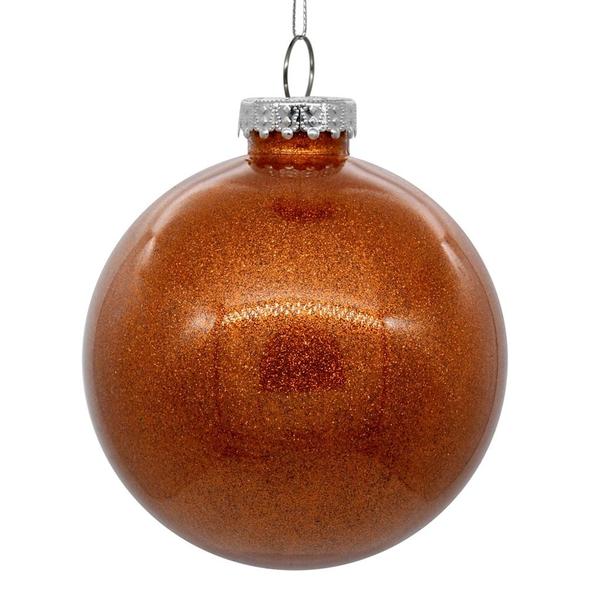 4 in. Glitter Clear Ball, Orange - 6 Per Bag