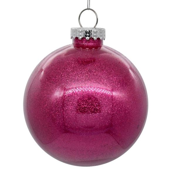4 in. Glitter Clear Ball, Berry Red - 6 Per Bag