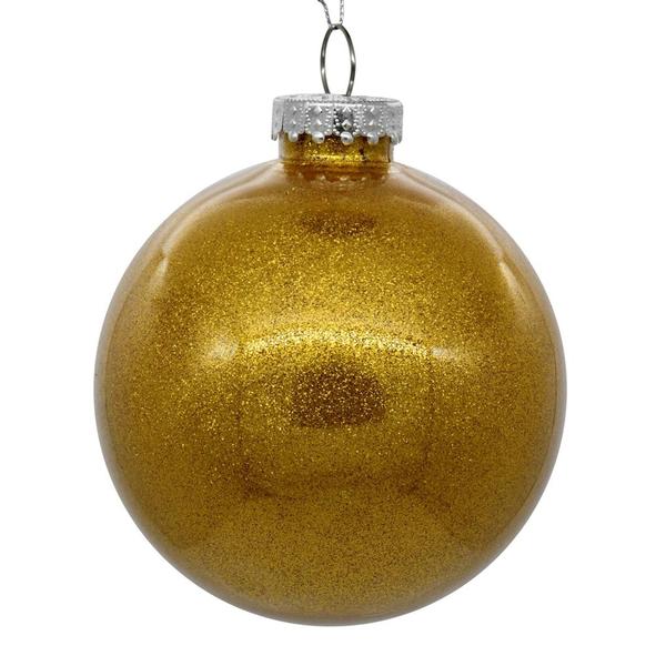 4 in. Glitter Clear Ball, Antique Gold - 6 Per Bag