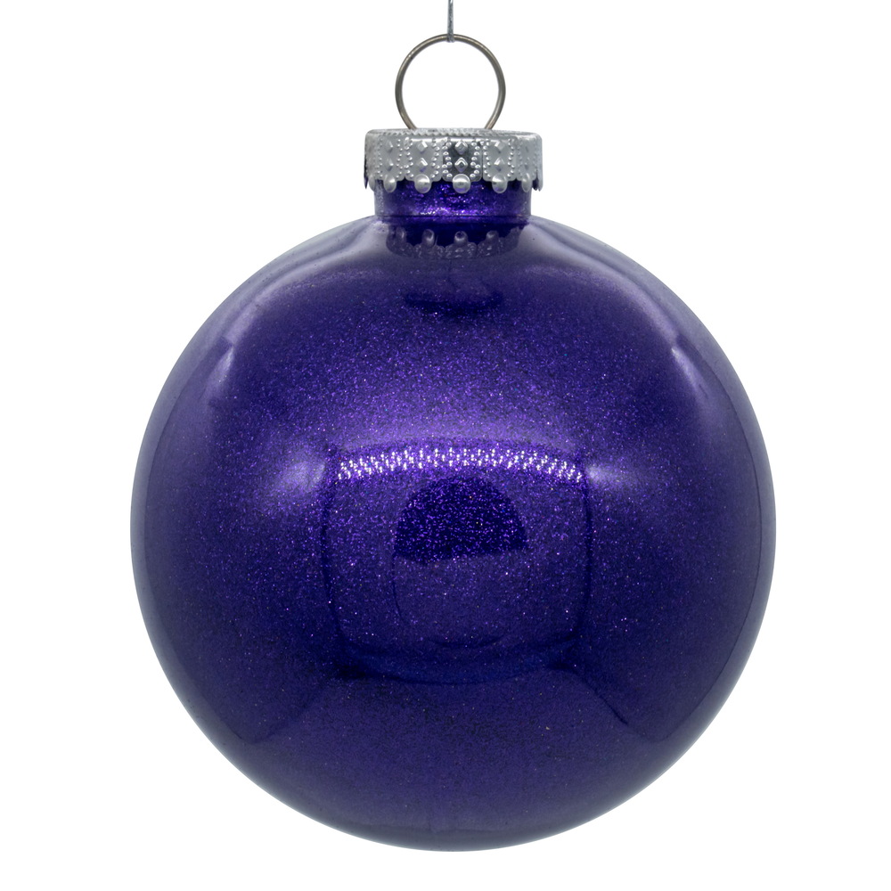 4 in. Glitter Clear Ball Ornament, Purple - 6 per Bag