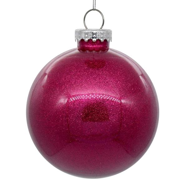 4 in. Glitter Clear Ball, Fuchsia - 6 Per Bag